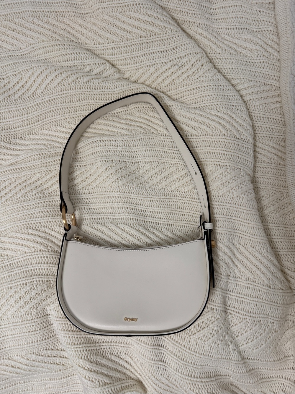 Oryany White Shoulder Bag with Gold Hardware